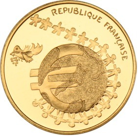 3.11 грама златна монета Въвеждане на еврото във Франция